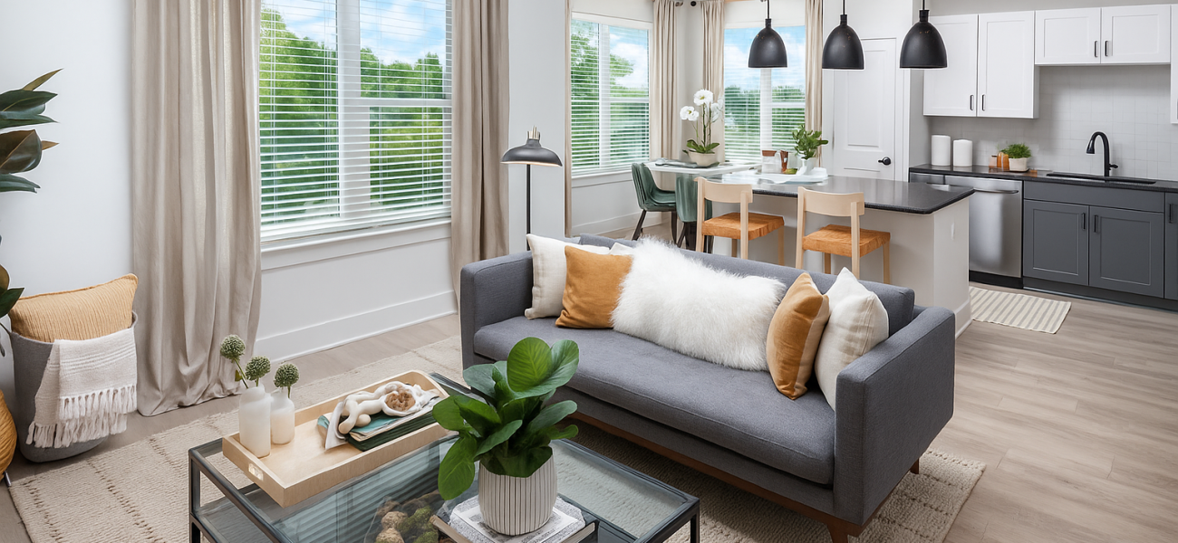 Everything within reach living area with bright lighting