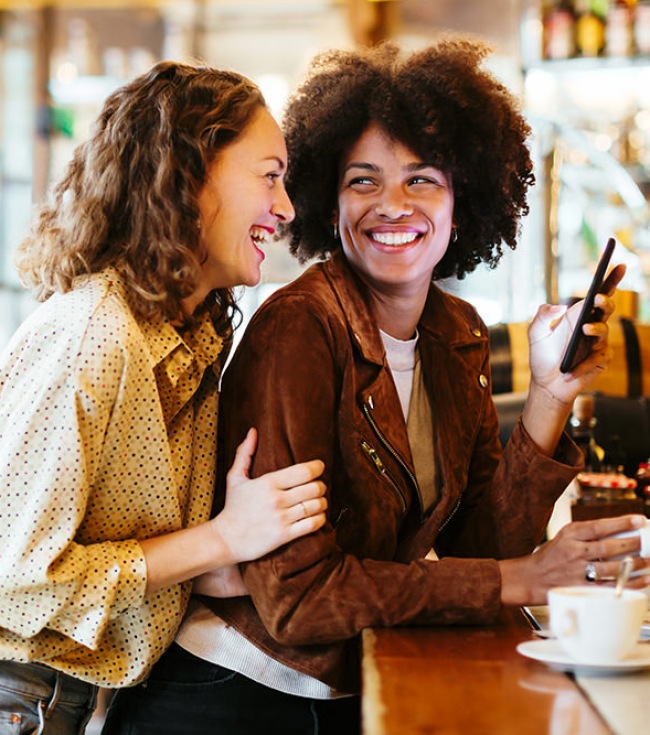 Couple hanging out at a local cafe